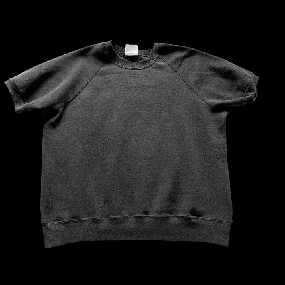 80's Lee Short Sleeve Sweatshirt Black Raglan Crew Neck Large USA Made